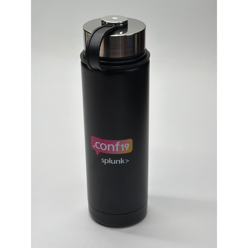Gemline Splunk .conf19 Black Stainless Steel‎ Water Bottle Insulated Tech Swag